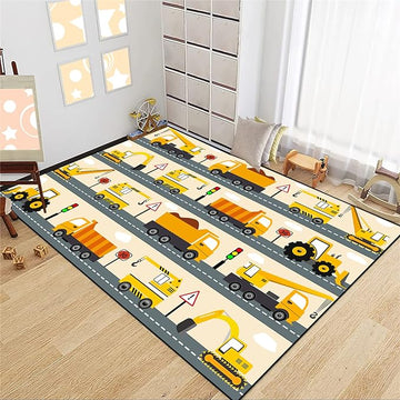 Construction Rug Car Rug Construction Rugs for Boys Room Cartoon Truck Area Rug Construction Play Mat Car Rug for Boys Room Construction Decor for Boys Room 2'5''×4'
