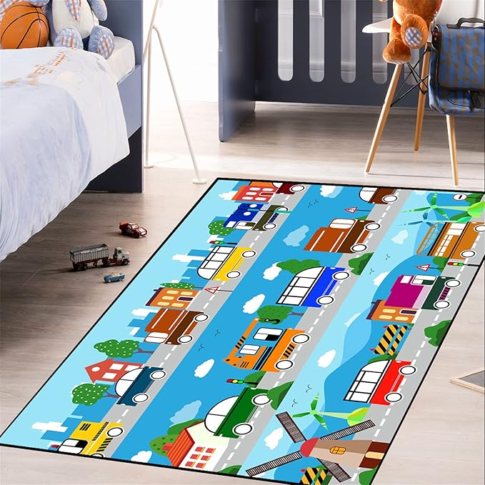 Car Carpet for Kids Kids Rugs for Playroom Car Track Rug Road Rug for Kids Car Play Rug Road Carpet for Toy Cars Car Track Rugs for Boys Car Rug for Boys Room 3'×5'