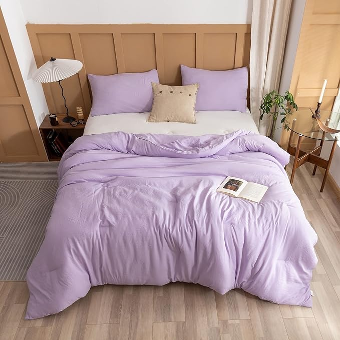 ROSGONIA Twin Comforter Set for College Girls Boys Lavender, 1 Boho Purple Comforter & 1 Pillowcase Lightweight Kids Comforter Soft Dorm Bedding
