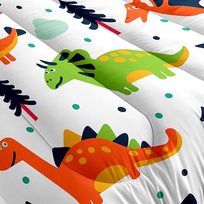 Dinosaurs Kids Comforter Bedding Set 3 PCS Super Soft Breathable Print Kids Bedding Sets for Boys Girls, Machine Washable Durable Comforter Set with Comforter and 2 Pillowcases (Twin, Dinosaur)