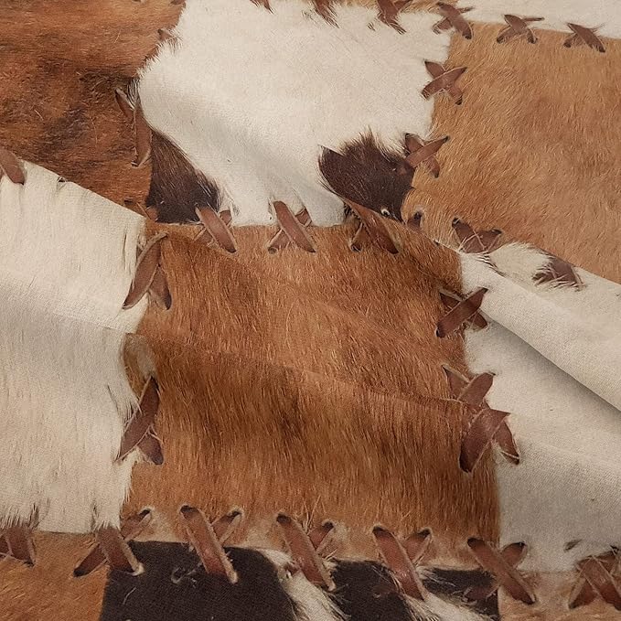 Tailor Shop Brown Cow Print Comforter Set King, Farmhouse Cow Print Bedding in A Bag, Leather Stitching Rustic Cowhide Comforter with 2 Matching Pillowcases Bedroom Decor……