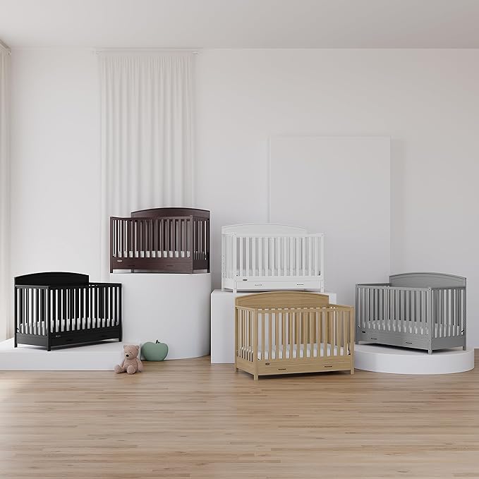 Graco Benton 5-in-1 Convertible Crib (Gray) – GREENGUARD Gold Certified, Converts from Baby Crib to Toddler Bed, Daybed and Full-Size Bed, Fits Standard Full-Size Crib Mattress