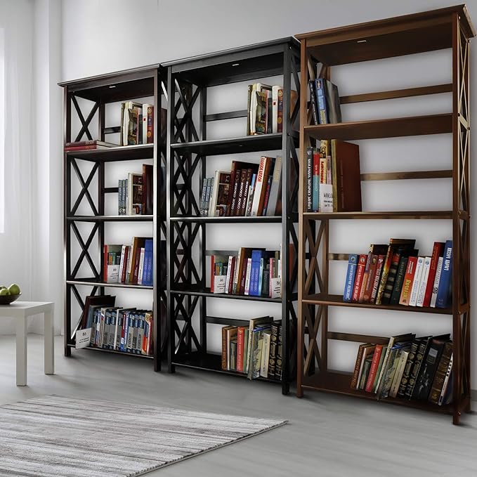 Casual Home Montego 5-Shelf Bookcase, Walnut (New)