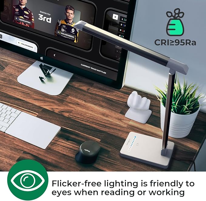 LED Desk Lamp with USB Port: Eye-Caring Office Desk Lamp with USB Charging Port 6-Level Brightness 5 Color Modes Touch Control Dimmable Portable Desk Light for College Dorm Room Home Office