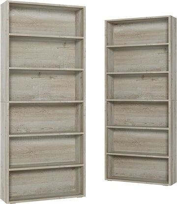 IRONCK Bookshelves and Bookcases Set of 2 Floor Standing 6 Tier Display Storage Shelves 70in Tall Bookcase Home Decor Furniture for Home Office, Living Room