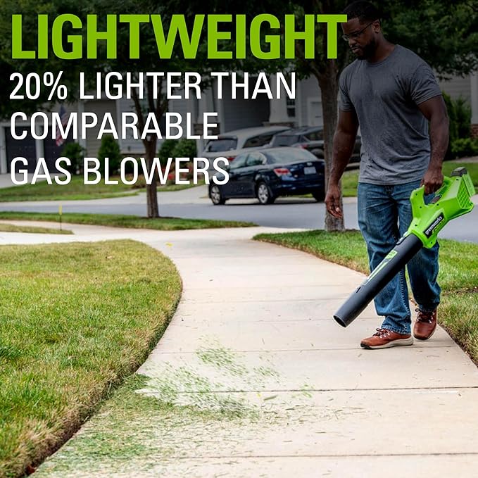 Greenworks 40V (100 MPH / 350 CFM) Cordless Axial Leaf Blower, 2.0Ah Battery and Charger Included