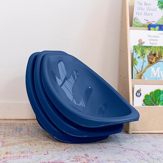 ECR4Kids Leaf Floor Seat, Rocker Chair, Navy, 6-Piece