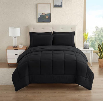 Sweet Home Collection College Bedding Set, 5 Piece Twin XL Comforter Set with 2 Pillowcases, Black