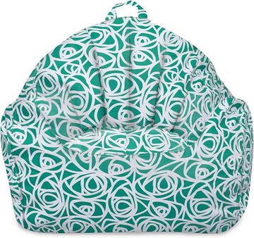 Posh Creations Structured Comfy Bean Bag Chair for Gaming, Reading, and Watching TV, Malibu Lounge, Canvas - Roses Mint