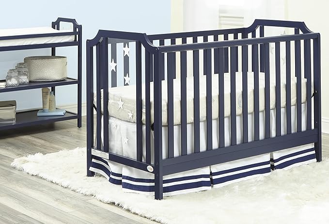 Suite Bebe Celeste 3 in 1 Convertible Island Crib Wood and Acrylic, Navy Blue