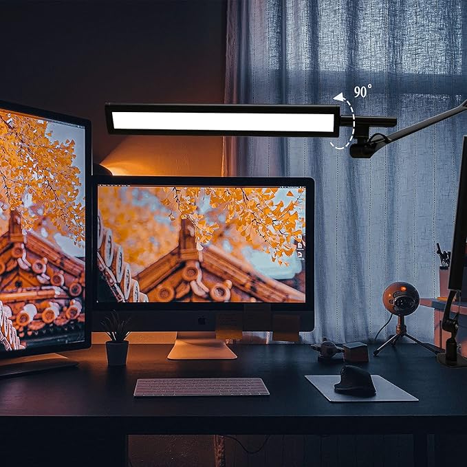 LED Desk Lamp, Architect Task Lamp, 12W Eye-Caring Metal Swing Arm Dimmable Drafting Table Lamp with Clamp,Touch Control Desk Lamp, Study Reading Work Office Workbench