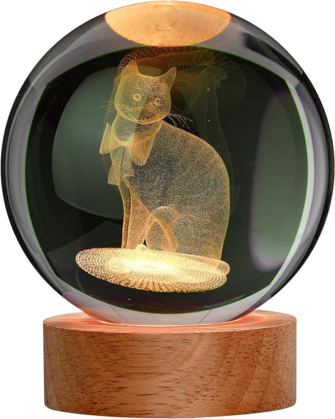 Cat Gifts for Cat Lovers for Women, Large 3D Cat Night Light, Crystal Cat Figurines Lamp 16 Color Changing with Remote Control for Bedroom Decor, Cat Gifts for Cat Lovers