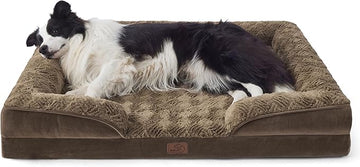 Bedsure Orthopedic Dog Bed for Large Dogs - Calming Dog Sofa Beds Large with Luxurious Plush, Big Pet Couch Bed with Removable Washable Cover, Waterproof Lining and Nonskid Bottom, Brown