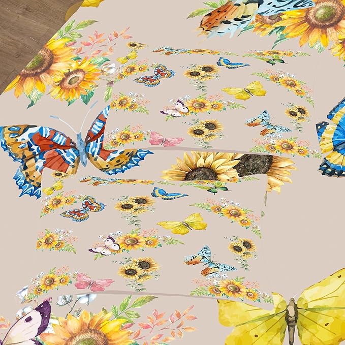 Tailor Shop Sunflower Comforter Sets Twin Size,Sunflower Bedding Sets for Teens Kids Butterflies Comforter Sets,Butterfly Bedding Sets Vintage Yellow Flowers Bedding Sets with 1 Pillowcases