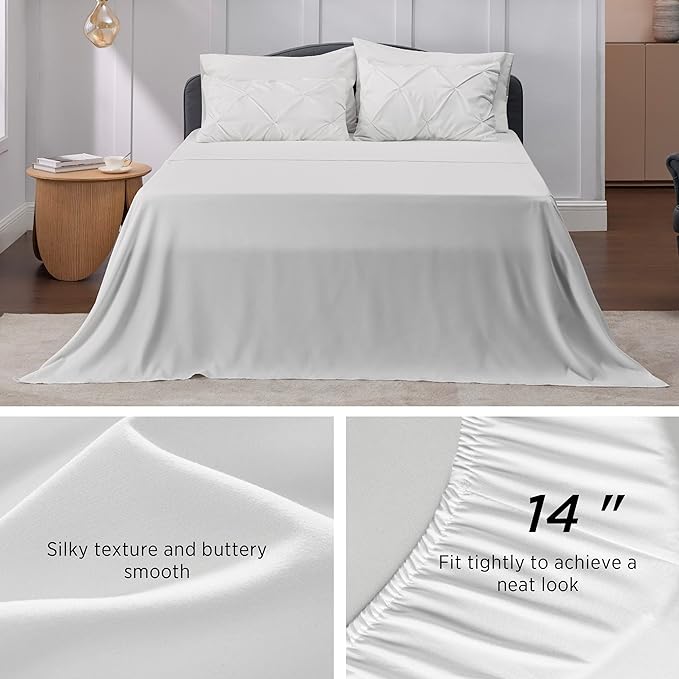 Bedsure Full Size Comforter Sets - Bedding Sets Full 7 Pieces, Bed in a Bag White Bed Sets with Comforter, Sheets, Pillowcases & Shams, Adult & Kids Bedding