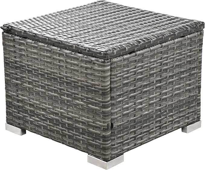 9 Pieces Outdoor Furniture All Weather Patio Sectional Sofa PE Wicker Modular Conversation Sets with Coffee Table and Storage Ottoman, Onesize, Ze-Black