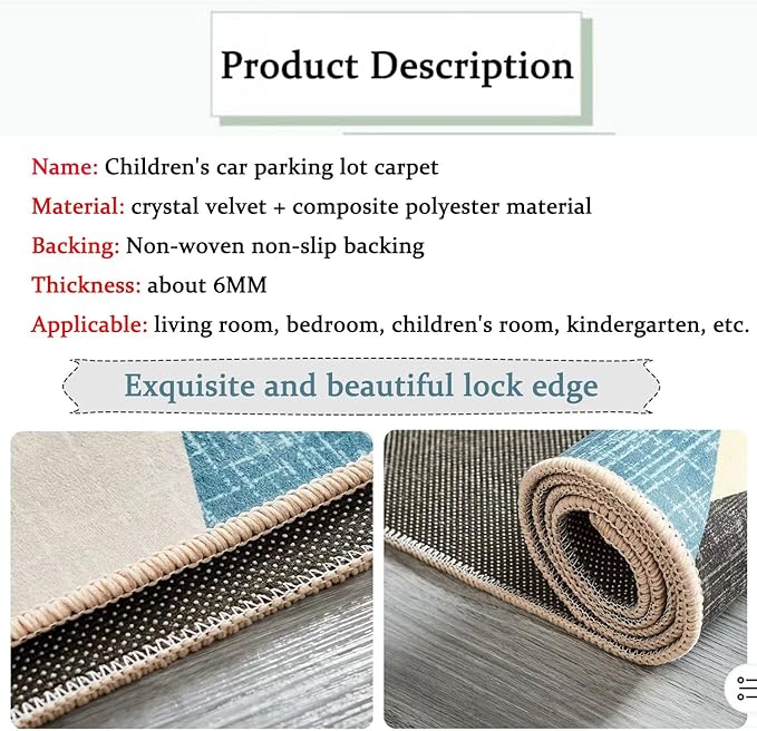 Kids Rug Play Mat Great for Playing with Cars and Toys,Educational Kid Road and Traffic City Life Carpet,Children Baby Fun Throw Rug for Bedroom Play Room,31X47Inch/80X120CM