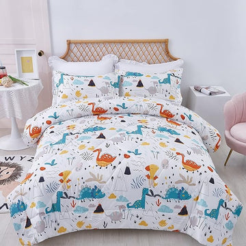 JSD Dinosaur Kids Comforter Set for Boys Girls, 3 Pieces Full Microfiber Comforter with Pillow Sham, Soft Comfortable Machine Washable