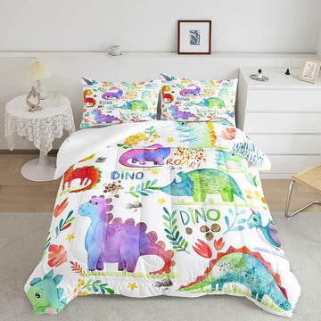 CVHOUSE Dinosaur Bedding Set,Dinosaur Comforter,Dinosaur Comforter Set King,Microfiber Quilt Set with 1 Comforter and 2 Pillow Cases- 3 Piece