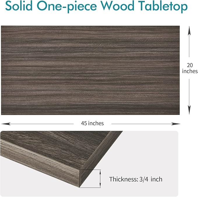 Kaboon Universal Tabletop 45"x20", Solid One-Piece Melamine Table Top, Double Desk L-Desk Floating Desk DIY, Home and Office,Eucalyptus/Dark Walnut