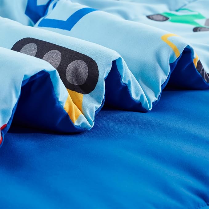 SLEEP ZONE Kids Twin Bedding Comforter Set - Super Cute & Soft Kids Bedding 5 Pieces Set with Comforter, Sheet, Pillowcase & Sham (Construction Truck)