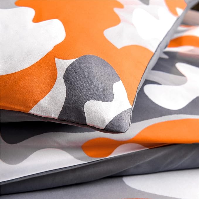 Meeting Story Kids Camo Bedding Set, Army Camouflage Bedding King Comforter Set for Boys Girls Teens Bedroom Decoration, 3Pcs (Orange, King)