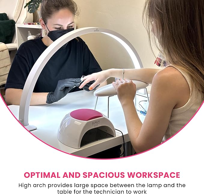 Half-Moon Nail Desk Lamp for Professionals, 3360 Lumen Led Light for Nails, Perfect Led Manicure Desk Lamp | Tattoo Light | Lash Tech Light | Manicure Light Led (White) (Button Control)