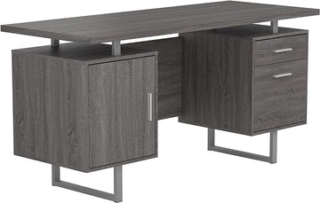 Coaster Furniture Lawtey Modern Rustic 2 Drawer Home Office Writing Desk Storage File Cabinet Silver Metal Frame Weathered Gray 800521