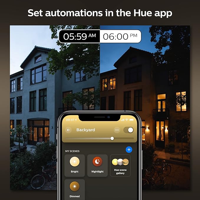 Philips Hue Inara Outdoor Smart Wall Light, Black - E26 White Filament LED Bulb - 1 Pack - Requires Hue Bridge - Control with Hue App and Voice - Weatherproof