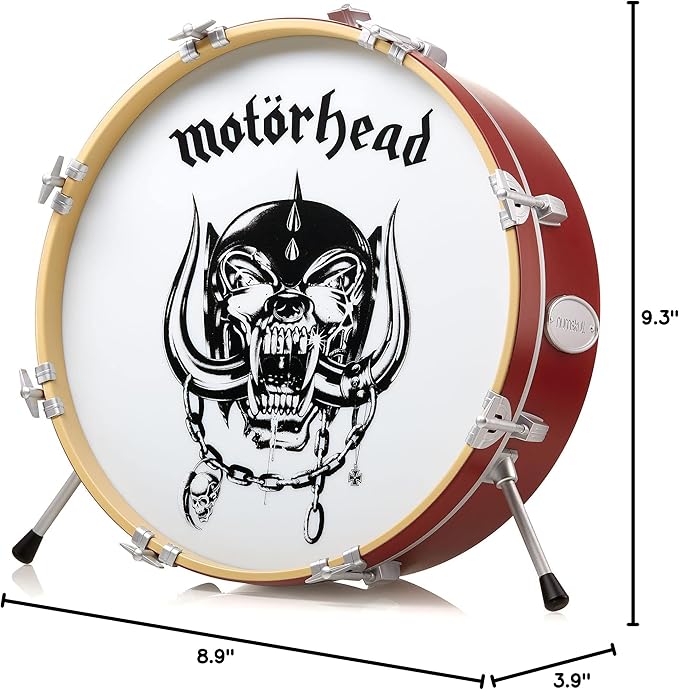 NUMSKULL Motorhead Logo 3D Drum Lamp - Desk Lamp for Bedroom, Office, Home, Study, Work - Official Motorhead Merchandise