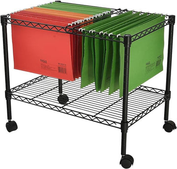 Finnhomy Premium 1-Tier Metal Rolling File Cart for Letter Size and Legal Size Folder, Black