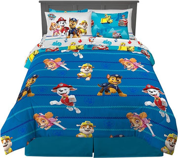 Franco Kids Bedding Super Soft Comforter and Sheet Set with Sham, 7 Piece Full Size, Paw Patrol