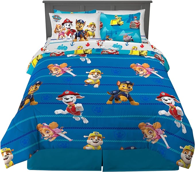 Franco Kids Bedding Super Soft Comforter and Sheet Set with Sham, 7 Piece Full Size, Paw Patrol
