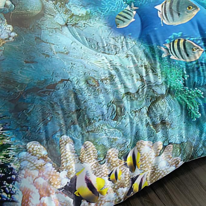 CVHOUSE Sea Turtle Comforter Set,Ocean Sea Turtle Bedding Set for Kids Teens,Ocean Sea Turtle Comforter Sea Turtle Duvet Set Room Decor Quilt Set Full Size