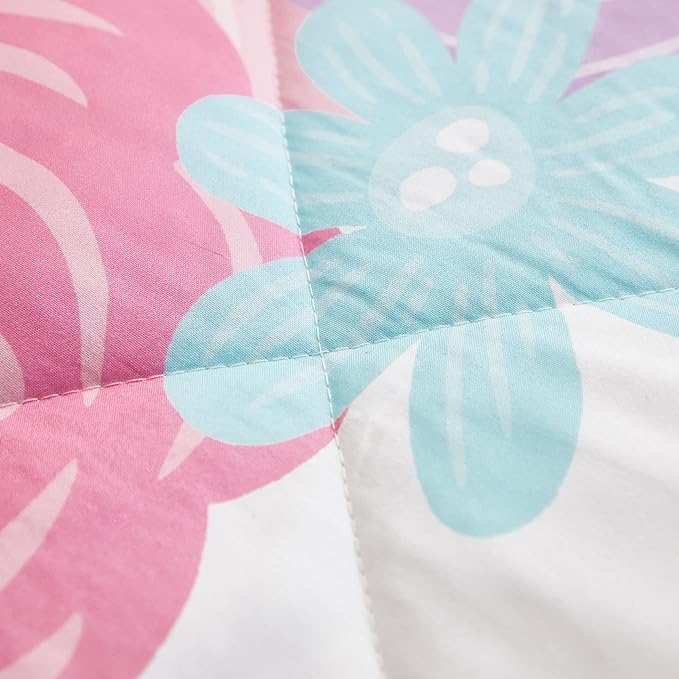 Twin Size Comforter Set for Girls, 3-Piece Bed in a Bag, 3D Colorful Unicorn Bedding Comforter Sheet Set, Ultra Soft and Fluffy, Pink & Rainbow Color