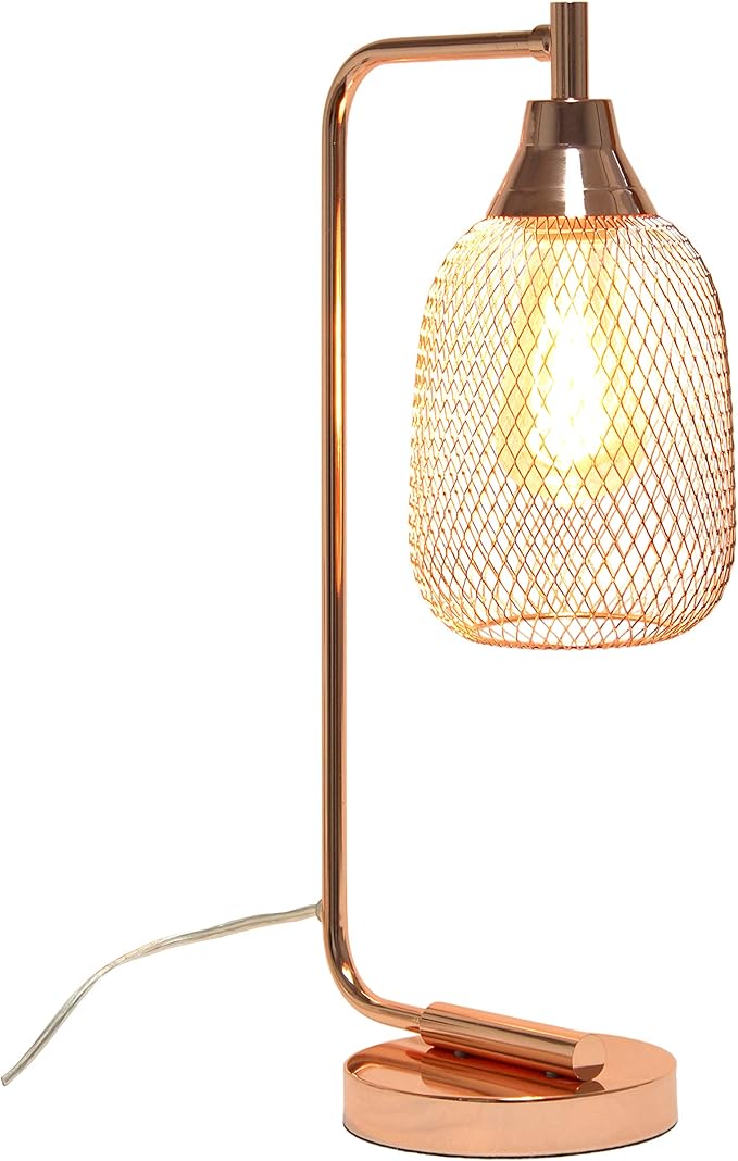Elegant Designs LD1060-RGD Mesh Wire Table Lamp, Rose Gold