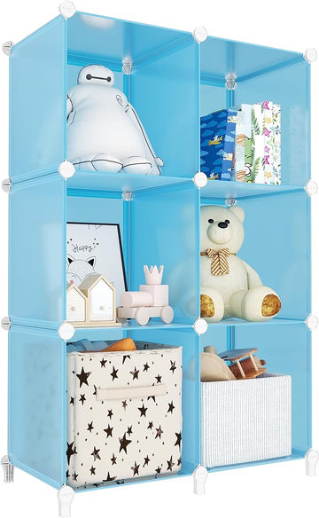 Portable Closet 6 cube closet organizers and storage Cube Storage Organizer Storage Shelf Bookcase Bookshelf with Metal Hammer, Storage Cubes Organizer Cabinet for Kids, Closet, Bedroom, Bathroom