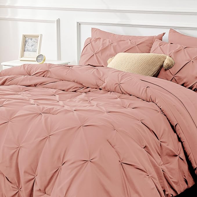 Bedsure Full Size Comforter Sets - Bedding Sets Full 7 Pieces, Bed in a Bag Bed Sets with Comforter, Sheets, Pillowcases & Shams, Adult & Kids Bedding (Dusty Pink)
