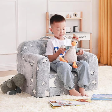 Tiita Kids Foam Chair, Star - Children Sofa with Armrest, Lightweight, Portable, Removable Cover, Side Pockets, Special Design for Girl or Boy