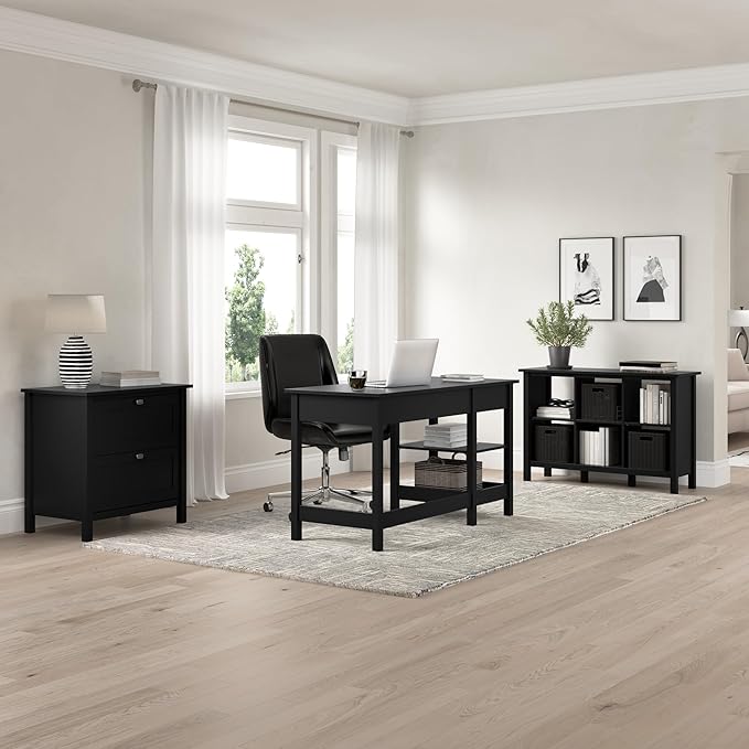 Bush Furniture Broadview 2 Drawer Lateral File Cabinet in Classic Black | Storage for Home Office Workspace