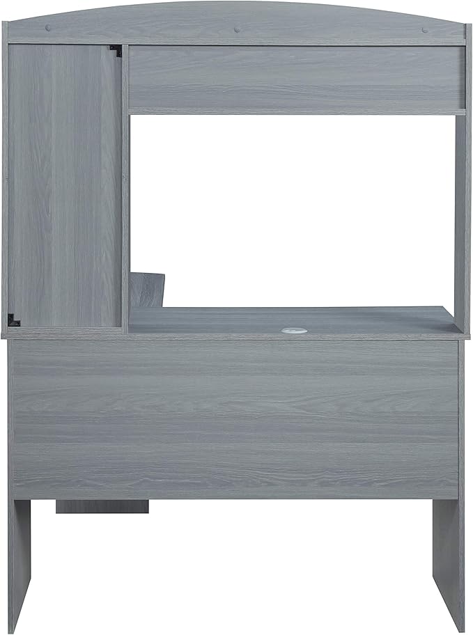 Techni Mobili Modern Hutch L-Shaped Computer Desk, Grey