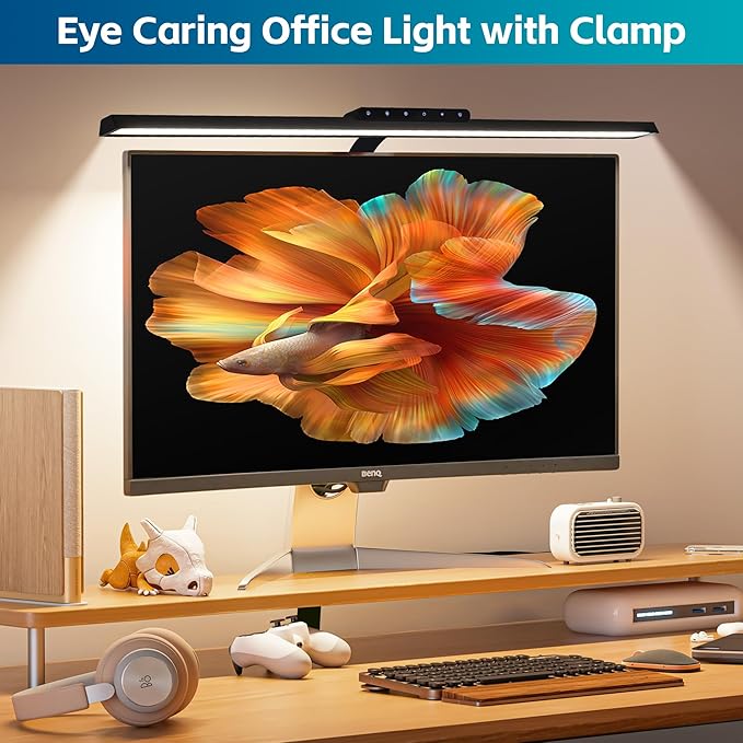 Desk Lamp, Stepless Dimming Desk Lamp with Clamp Flexible Gooseneck Desk Lamps for Home Office Eye Caring Desk Light Modern 24W Office Light for Sewing Studying Working Drawing