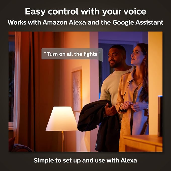 Philips Hue Smart 100W A21 LED Bulb - White Ambiance Warm-to-Cool White Light - 1 Pack - 1600LM & Smart 75W A19 LED Bulb - White and Color Ambiance Color-Changing Light - 1 Pack