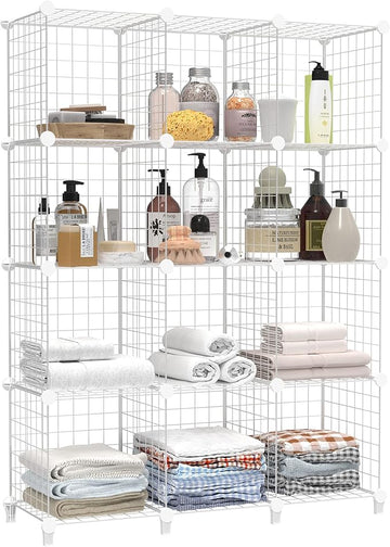 HOMIDEC Closet Organizers and Storage, 12 Storage Cubes, Wire Cube Storage DIY Room Storage Shelf for Garment Racks, Closet, Wardrobe