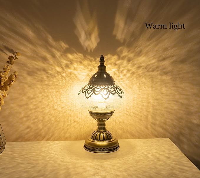 Turkish Mosaic Lamp Bohemian Tiffany Style Moroccan Bedside Lamps for Bedroom