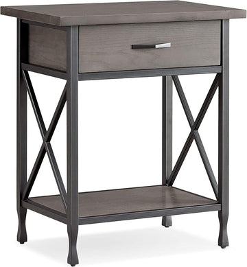 Leick Home 23022 Chisel & Forge One Drawer Nightstand with Shelf, Gray/Matte Black