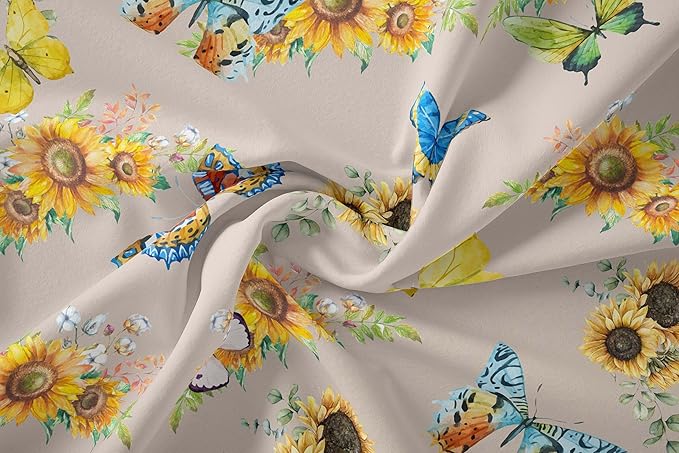 Tailor Shop Sunflower Comforter Sets Twin Size,Sunflower Bedding Sets for Teens Kids Butterflies Comforter Sets,Butterfly Bedding Sets Vintage Yellow Flowers Bedding Sets with 1 Pillowcases