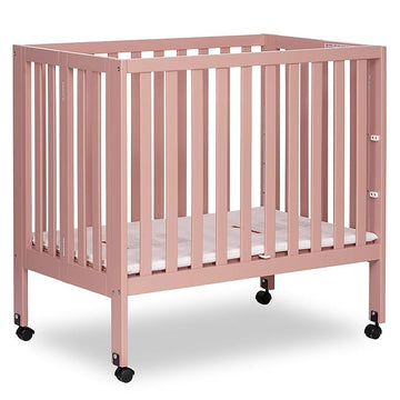 Jett Non-Full Size Folding Convertible Crib, Lightweight Portable Crib, Three Adjustable Mattress Height Settings, Easy to Fold Travel Crib, 1.5” Mattress Pad Included