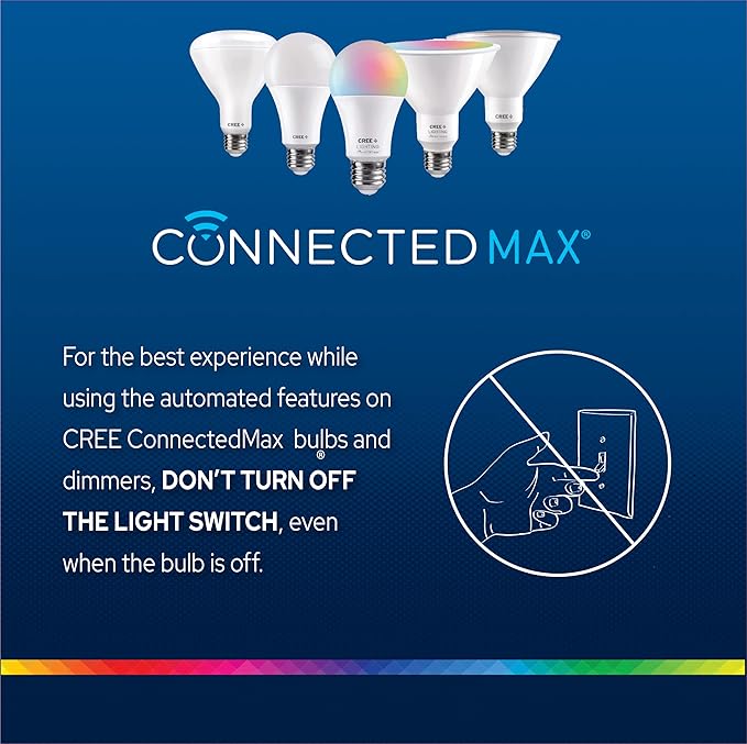 Cree Lighting Connected Max Smart Led Bulb Par38 Outdoor Flood Tunable White + Color Changing, 2.4 Ghz, Compatible with Alexa and Google Home, No Hub Required, Bluetooth + WiFi, Pack of 4