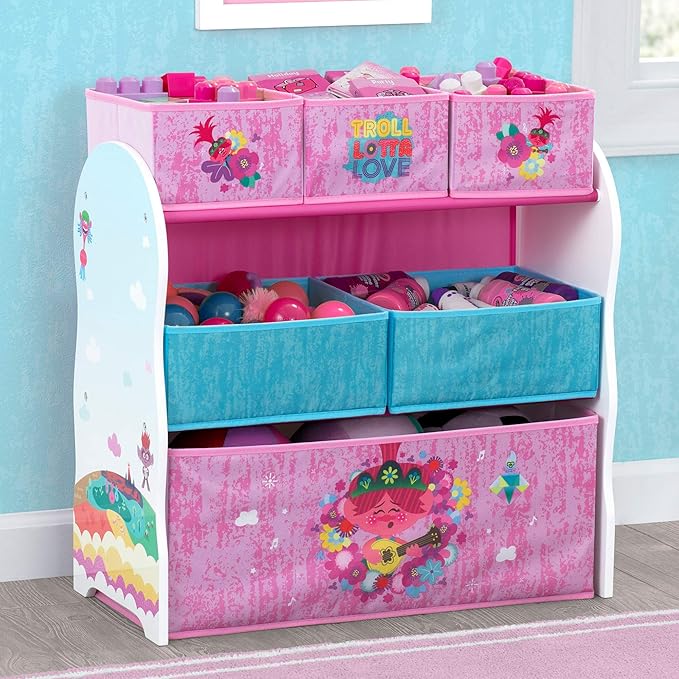 Delta Children Design and Store 6 Bin Toy Storage Organizer, Trolls World Tour